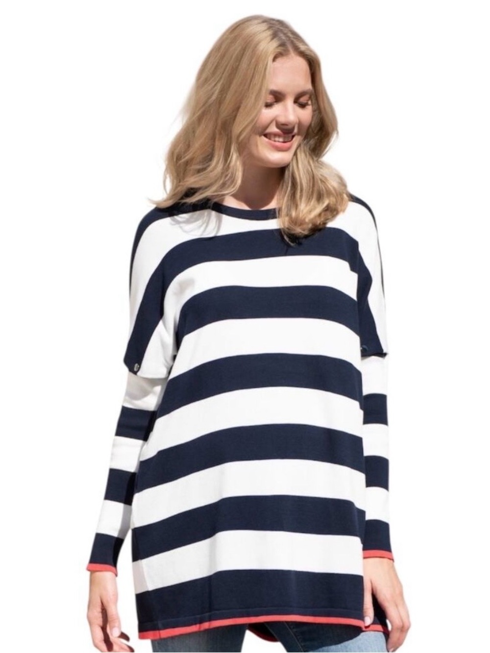 NWT Seraphine Maternity Ezra XS navy blue white strip sweater nursing pregnancy